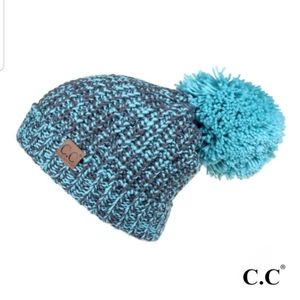 **- C.C.Beanie Chunky Knit  Beanie w/Pompom